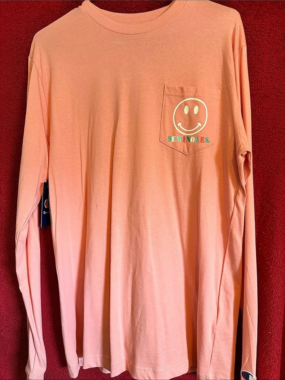Champion State Seventeen Long Sleeve Graphic Tee in Pink Size Medium NWT